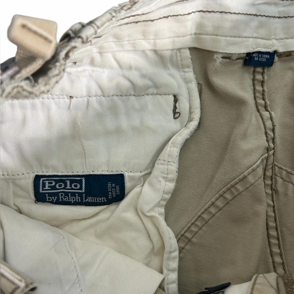 Polo Ralph Lauren Men’s Cargo Shorts Size‎ 34 Distressed Tan Utility Style